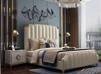 Bett 2x Nachttisch 3 tlg. Schlafzimmer Set Design Modern Luxus Möbel